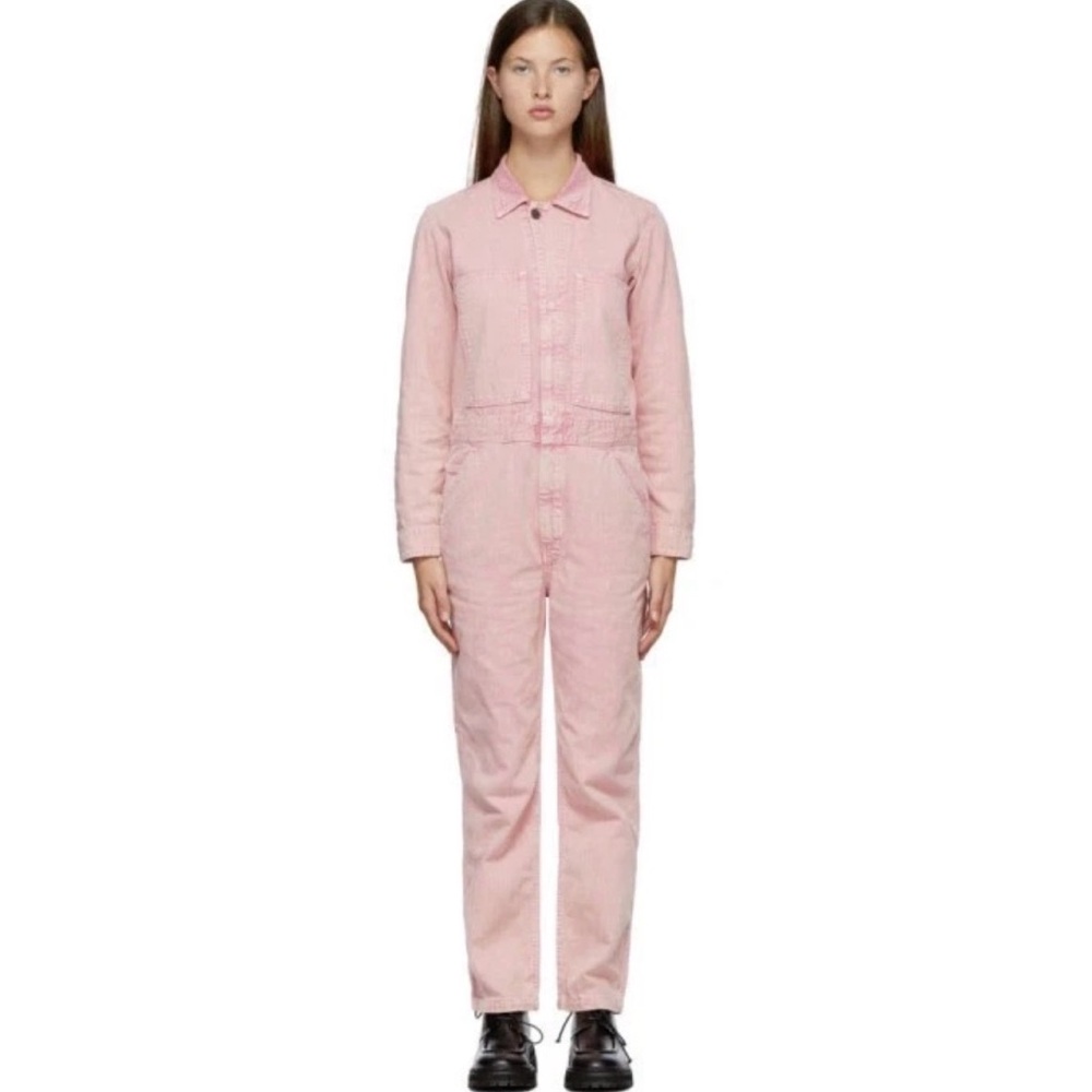 6397 Pink Denim Faded Jumpsuit Women's Size: Medium Made In Italy